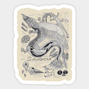 EgertronPuck's Snallygaster Gray Anatomy Illustration Sticker